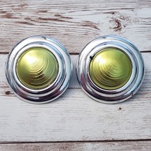 Vintage Clip On Earrings Light Green &amp; Silver Tone Large Statement - £9.61 GBP