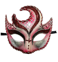 Dark Red Crescent Venetian Masquerade Halloween Mardi Gras Mask - £14.82 GBP