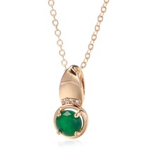New Emerald Round Cut Natural Zircon Pendant Necklace for Women 585 Rose Gold Ne - £9.83 GBP