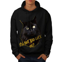 Wellcoda Bad Luck Black Funny Cat Mens Hoodie, Luck Casual Hooded Sweatshirt - £25.57 GBP+