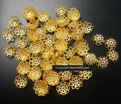 100 Yellow gold platd metal 10mm filigree bead caps Victorian design cap... - £2.33 GBP