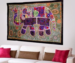 Indian Vintage Cotton Wall Tapestry Ethnic Elephant Hanging Decor Hippie X57 - £19.38 GBP