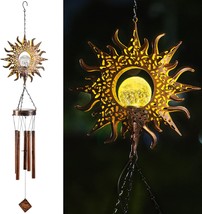 Sun Wind Chimes for Mom, Wind Chimes with Crackle Glass Ball for Outdoor... - £26.74 GBP