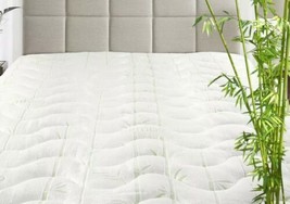 BAMBOO ANTIBACTERIAL JACQUARD MATTRESS PAD  PROTECTOR HIGH QUALITY QUEEN... - £26.85 GBP