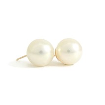 Round Cultured Pearl Stud Earrings 14K Yellow Gold, 9.5 mm - £315.35 GBP