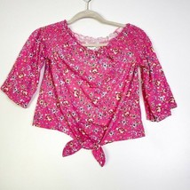 Cloud Chaser Girls Pink Floral Elastic Neck Top Size XL / 16 - $9.49