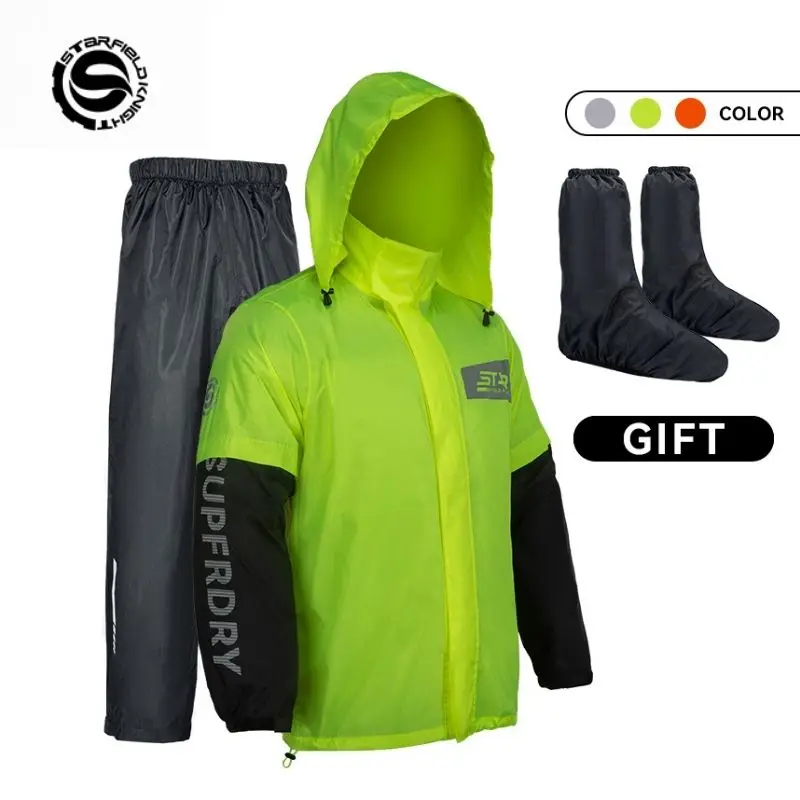 Soft Polyester Motorcycle Raincoat 100% Waterproof Rain Suit Men Women Reflectiv - £324.87 GBP