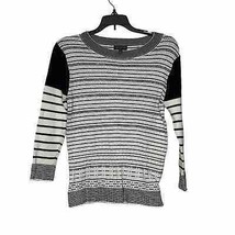The Limited Knit Top Size Medium Cream Black Striped Womens Cotton Blend LS - £15.76 GBP