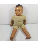 Vtg Baby Doll Hard Plastic And Cloth 16” Sleepy Brown Eyes DAMAGE Cracked - £15.16 GBP