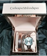 Catherine Malandrino 3-Piece Gold Watch &amp; Wrap Bracelet Set New with Box - £43.38 GBP