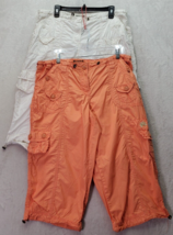 Lot Of 2 No Boundaries Cargo Pants Juniors Sz 17 White Orange Embroidered Floral - £14.50 GBP