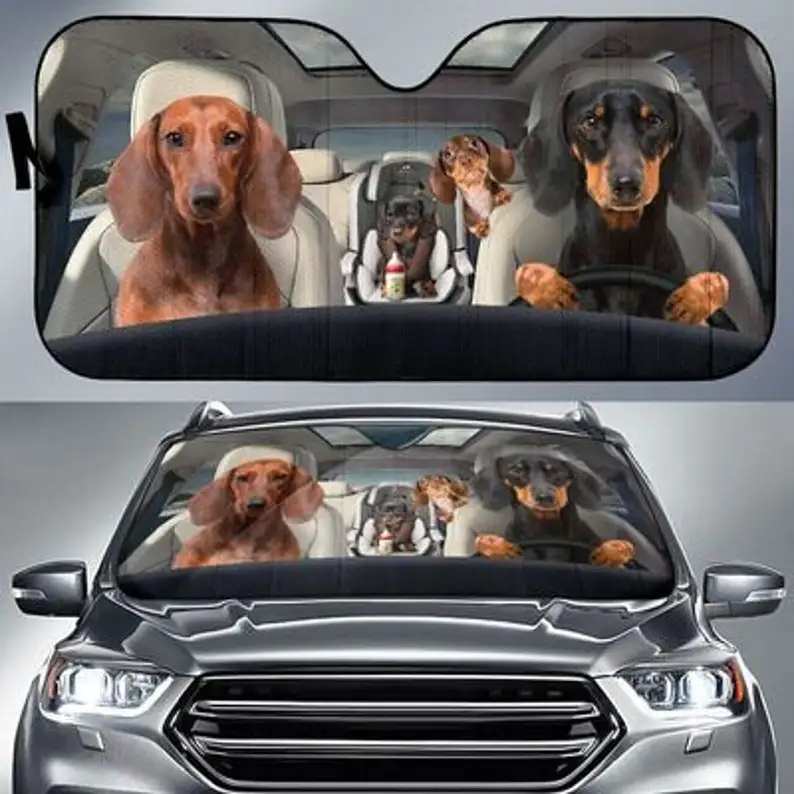 Dachshund Family Funny Safe And Driver Auto  Shade1 Windshield , Custom ... - $88.14