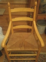 Cane Bottom Ladder Back Table Kitchen Dinner Table Captain Chair With Arms - $89.99