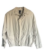 IZOD Men’s Size XL Beige Windbreaker Jacket Full Zip Collar Pockets Classic - $14.00