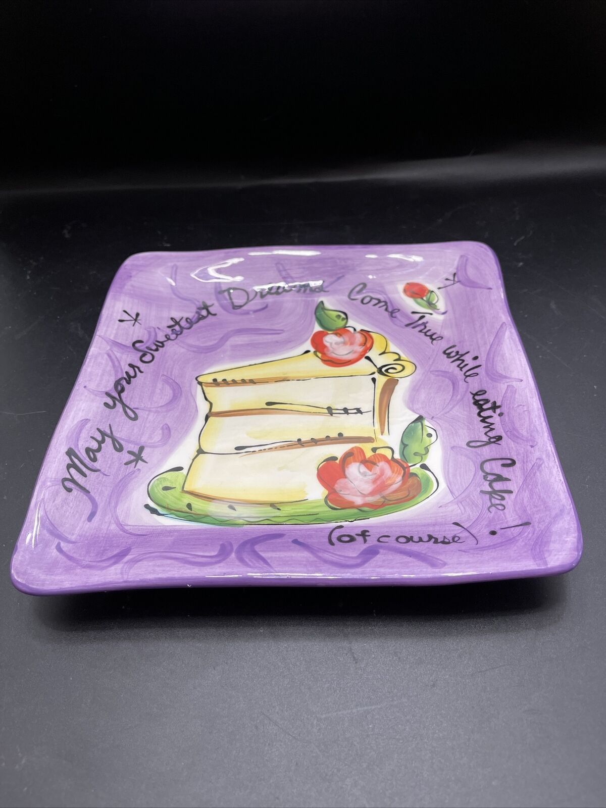 Julia Junkin Certified International Square Ceramic Purple Dessert Plate - $21.16