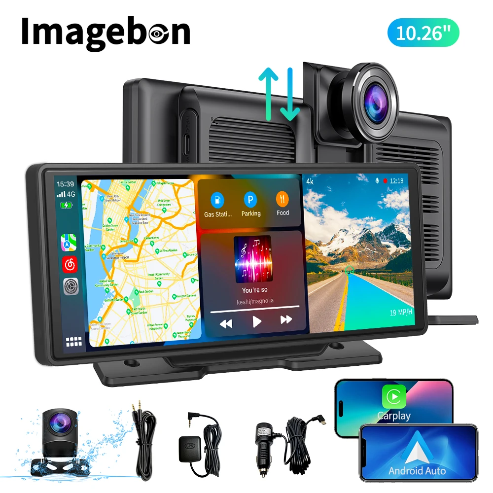 10.26&quot; Dash Cam ADAS Mirror Link Carplay &amp; Android Auto Car DVR 5G WiFi GPS - £99.52 GBP+