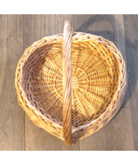 Natural Willow Heart Wicker Handled Basket 11&quot; W x 12&quot; Tall Easter Eggs ... - $7.75