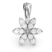 Diamond Encrusted Flower Pendant In 14k White Gold - £156.59 GBP