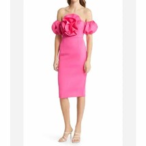 Nikki Lund Norma Rosette Off The Shoulder Midi Pink Dress XL Zip NWOT - £121.27 GBP
