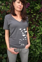 Womens Bike Butterflies on ameican apparel deep V neck- available in 5 colors-   - £17.98 GBP