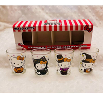 Hello Kitty Glassware Set of (4) Glitter Halloween 1.5oz Shot Glasses- NEW - £17.22 GBP