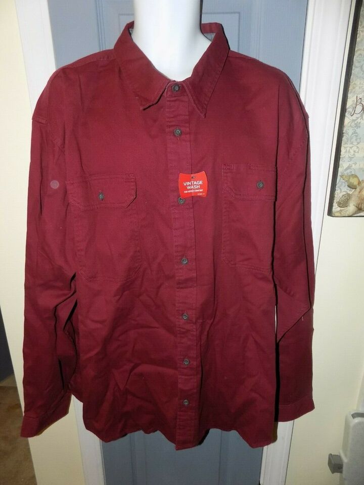 Wrangler Flex For Comfort Maroon LS Button Down Shirt Size 3XL Men&#39;s NEW - $33.25