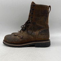 Justin SE961 Mens Brown Leather Waterproof Steel Toe Work Boots Size 9.5 D - $118.79