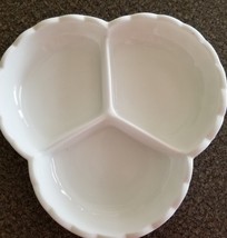 Fenton ~ White Milk Glass ~ 3 Section ~ Candy Dish ~ Hobnail ~ Scalloped... - $40.00