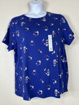 NWT Croft &amp; Barrow Crew T-shirt Womens Plus Size 1X Blue Floral Short Sleeve - £16.59 GBP