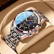 POEDAGAR Men Watches Stainless Steel 2021 Fashion New Rose Gold Wristwatch Water - £11.82 GBP+