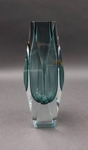 Mandruzzato Murano Mid Century Faceted Smoke Gray Sommerso Art Glass Vase 8&quot; - £186.71 GBP