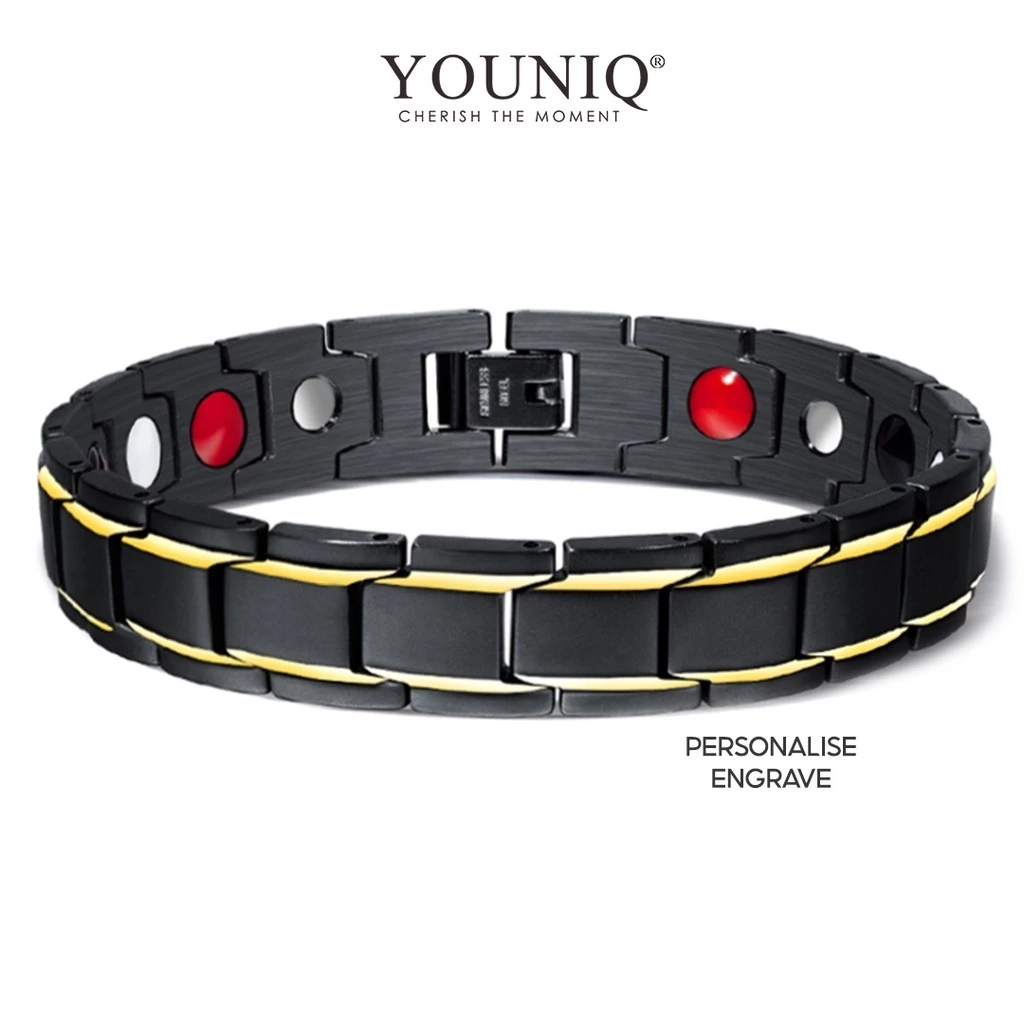 YOUNIQ Full Titanium Steel Black Magnetic Therapy Bracelet - $129.99