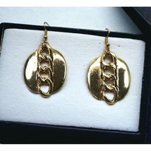 Vintage Chunky Chain Earrings Gold Tone Dangle Retro 80s - £11.95 GBP