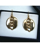 Vintage Chunky Chain Earrings Gold Tone Dangle Retro 80s - £11.75 GBP