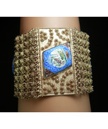 HUGE Persian Enamel Bracelet Tribal etruscan chain maille Hand wrought f... - $425.00