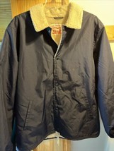 Levi&#39;s Men’s XL Navy Blue LS Sherpa Lined Button Down Jacket Water Resis... - £37.00 GBP