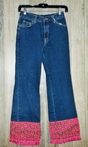 Vintage Jordache Dark Blue High Waist Gypsy Jeans Girl&#39;s 10 Pink Fringe ... - £11.96 GBP