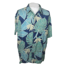 Island Shores Men Hawaiian camp shirt p2p 28 XXL aloha luau tropical vintage blu - £19.77 GBP