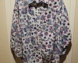 Talbots Plus Shirt Blouse Women&#39;s 2X Multicolor Floral Cotton Contrast F... - $38.61