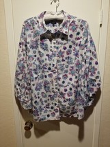 Talbots Plus Shirt Blouse Women&#39;s 2X Multicolor Floral Cotton Contrast F... - £30.29 GBP