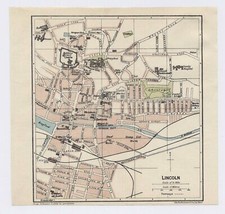 1924 Original Vintage City Map Of Lincoln / Lincolnshire / England - $22.16