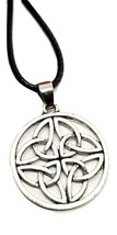 Celtic Trinity Knot Necklace Pendant Silver Tone Triquetra Leather 18&quot; Clipped - £6.26 GBP