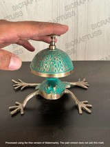 Nautical Brass Green Frog Desk Bell Antique Table Calling Bell Hotel Desk Bell - £34.16 GBP