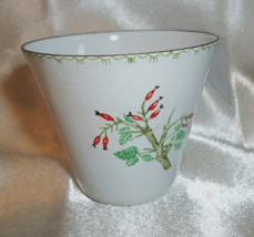 Vintage Hand Painted Art Enamel Cup Lady Beetle Flowers Berries Toothpic... - £7.77 GBP