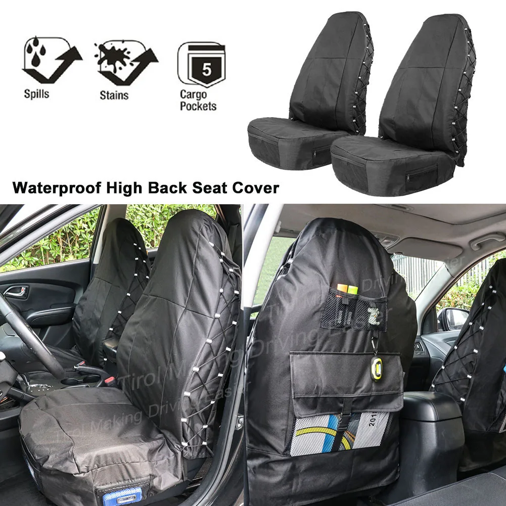 TIROL Car Front Seat Cover Protector w/Storage Pockets Auto Interior Accessories - £31.03 GBP