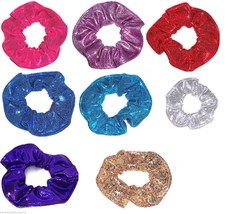 Metallic Spandex Hair Scrunchies by Sherry Pink Purple Red Gold Silver Blue - $7.99