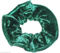 Green Panne Hair Scrunchie Scrunchies by Sherry Ponytail Holder Tie - $6.99
