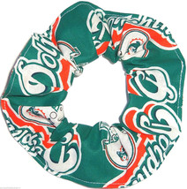 Miami Dolphins Teal Fabric Hair Scrunchie Scrunchies by Sherry NFL Ponytail - £5.57 GBP