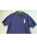 Polo Ralph Lauren Big Pony Polo Shirt Mens Large Navy Short Sleeve Slit ... - £22.57 GBP