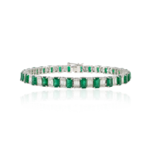 18K Gold Emerald Diamond Tennis Bracelet - £7,240.50 GBP